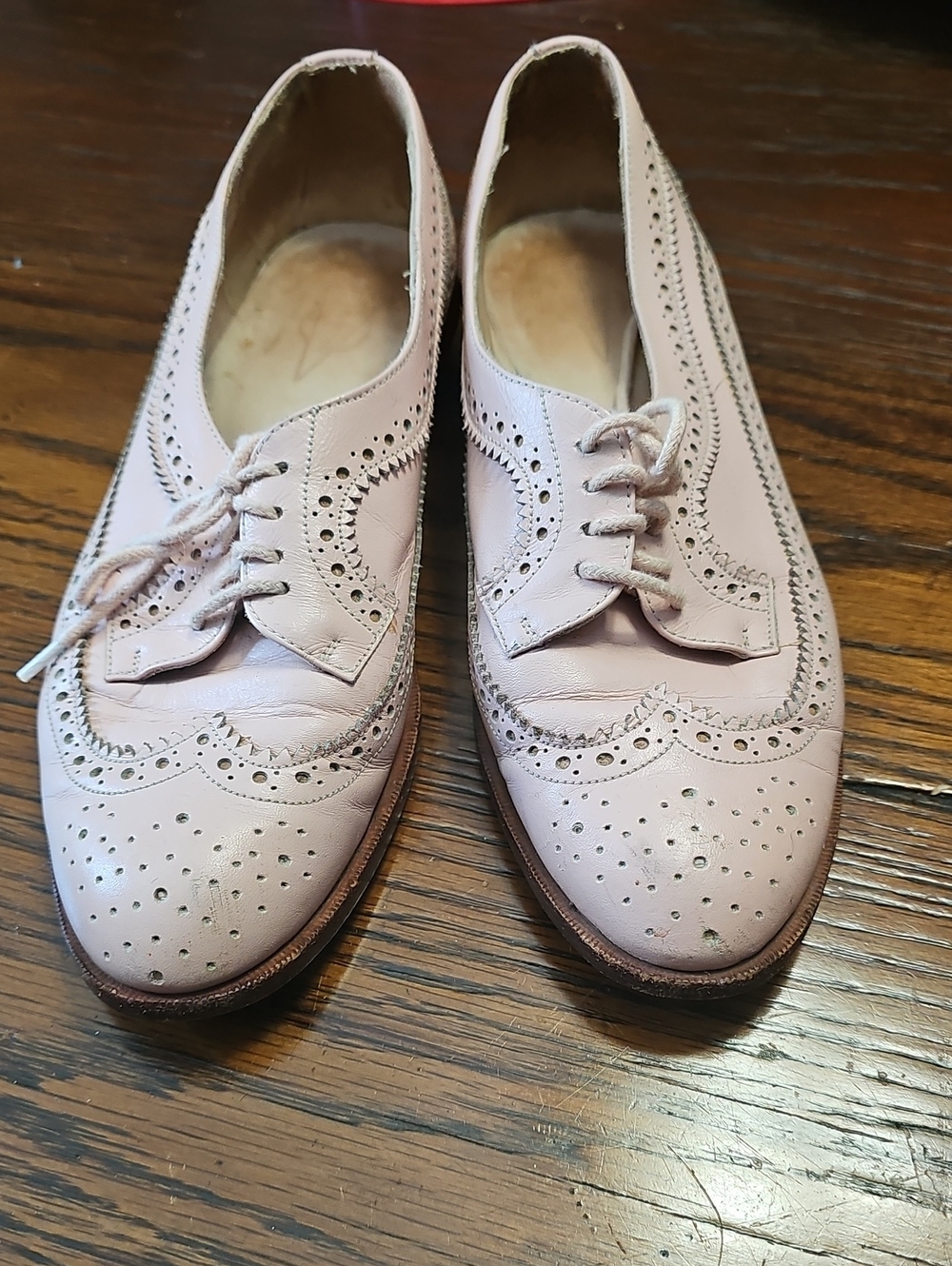 Thom Brown Lace-Up Brogue Oxfords in Light Pink 6.5